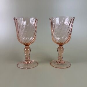 Cristal d’Arques Rosaline Pink Wine Glasses | Swirl Optic | Set of 2